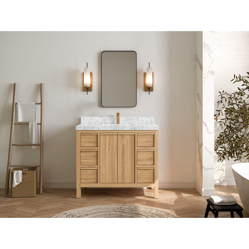 42'' Single Bathroom Vanity with Marble Top