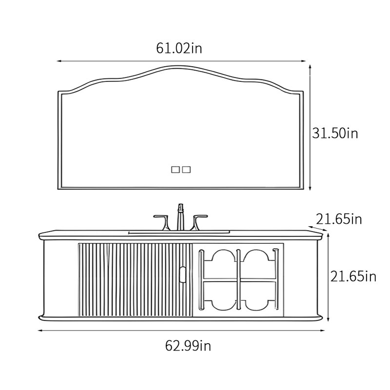 American-style simple bathroom cabinet, 62.99"