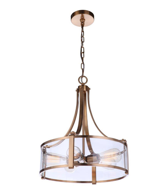 Luminaire suspendu tambour 5 lumières Antonine, Laiton satiné