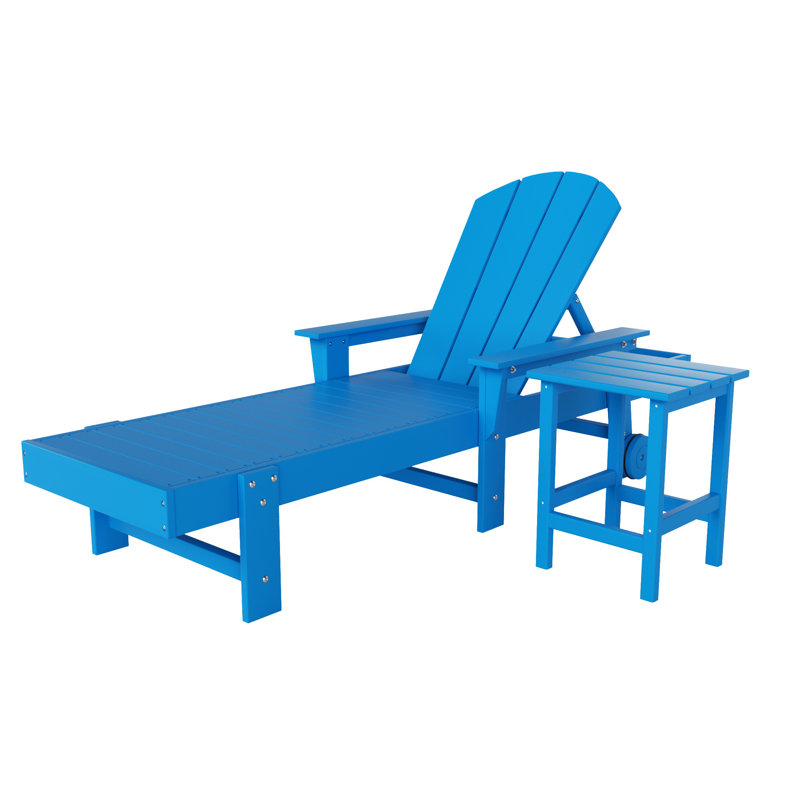 Laguna Outdoor Chaise Lounge with Table, Pacific Blue