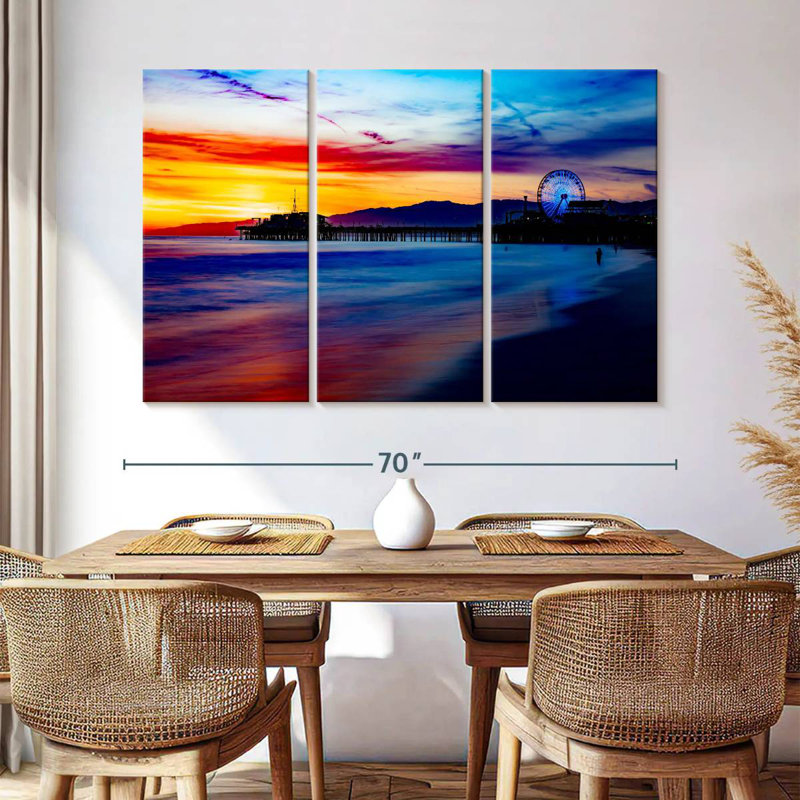 Gillard, Santa Monica, jetée, ciel, coucher de soleil, H 42 po x l 65 po