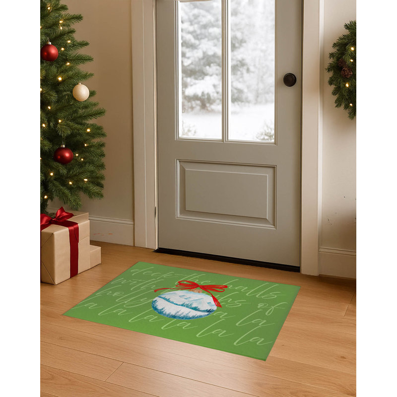 Tapis de porte d'intérieur Deck the halls, Vert, L 36 po x L 60 po