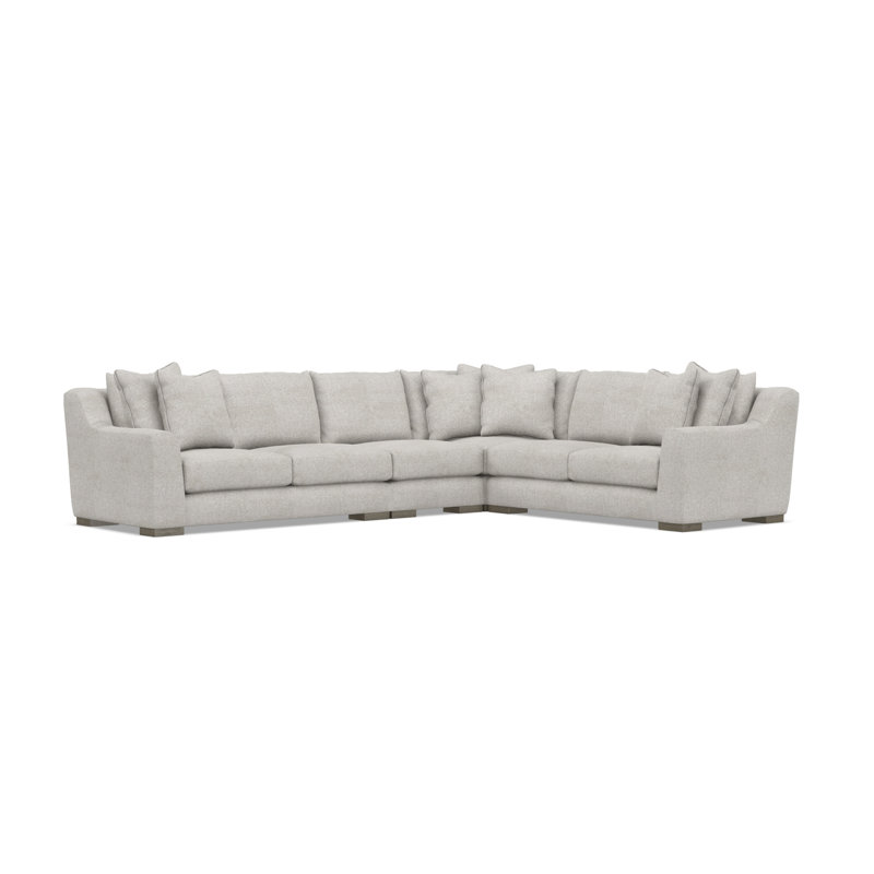 Bernhardt Gabi 4-Piece Fabric Sectional, Light Gray Polyester, 35" H x  140" W x 110" D, Right Hand Facing