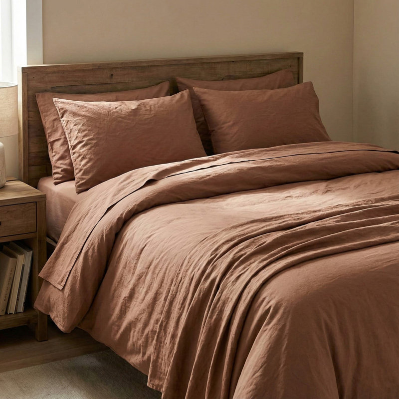 Bedding Sets Percale No Pattern Duvet Cover Set, Super King, Brown