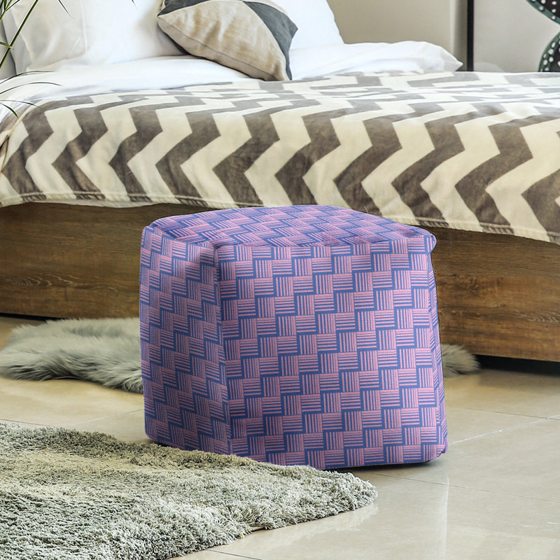 Repose-pieds cubique à rayures classic basketweave, Bleu / rose