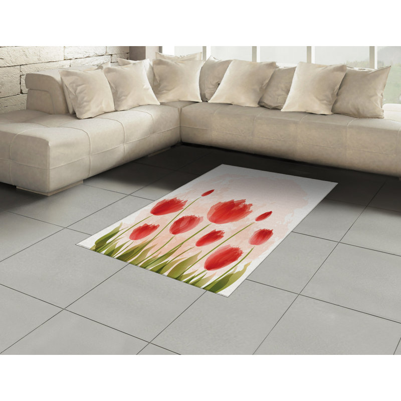 Floral High Density Long Fiber Poly Threads Decorative Area Rug Carpet, Rectangle 4' x 5'8"