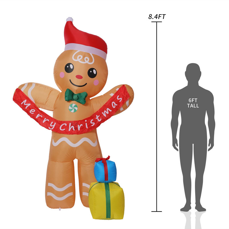 8.4FT Inflatable Gingerbread Man with LED Lights