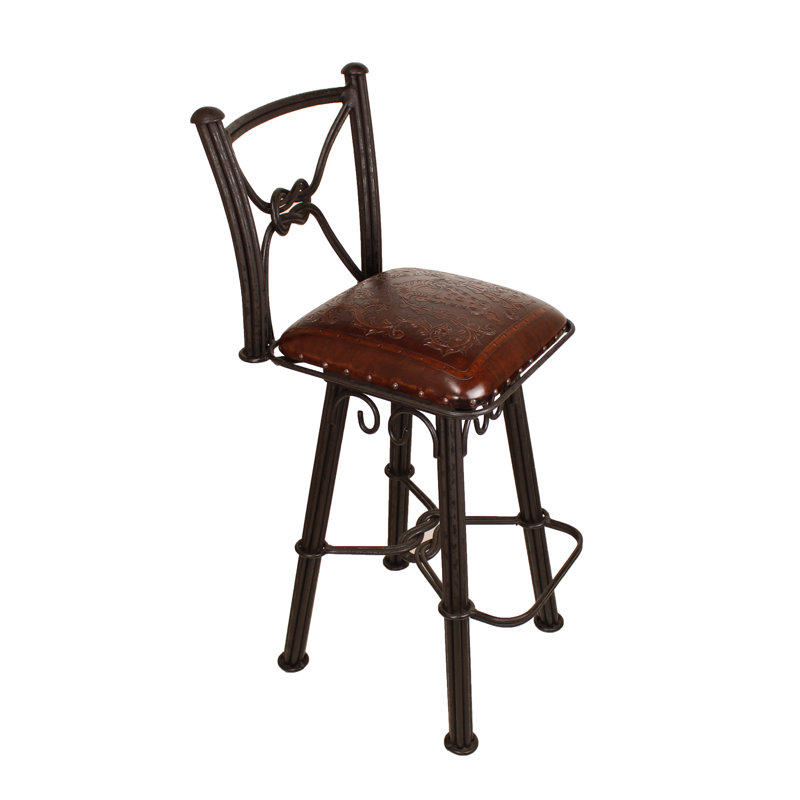 Maegan Swivel Yes Stool with Metal Frame, Bar Stool (30” Seat Height), Antique Brown