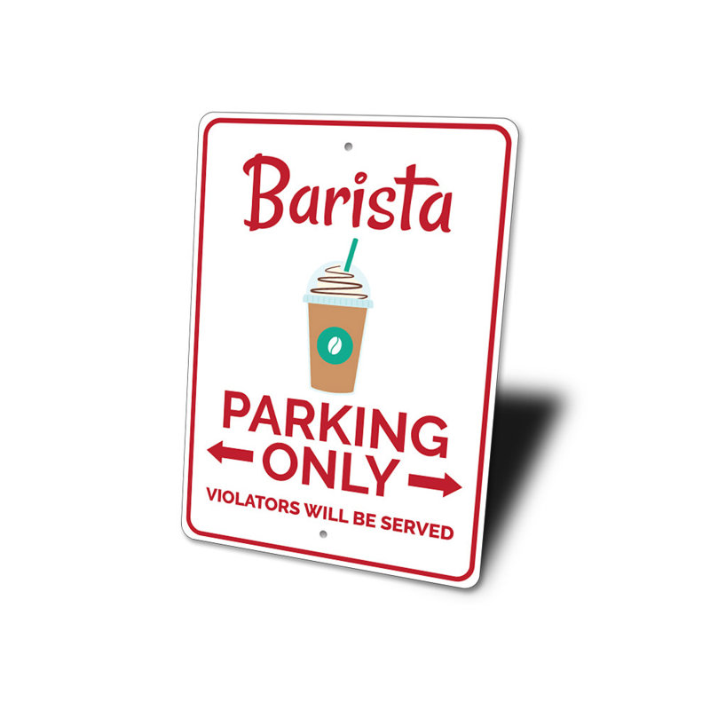 Enseigne de barista, H 10 po x l 14 po x P 0,04 po