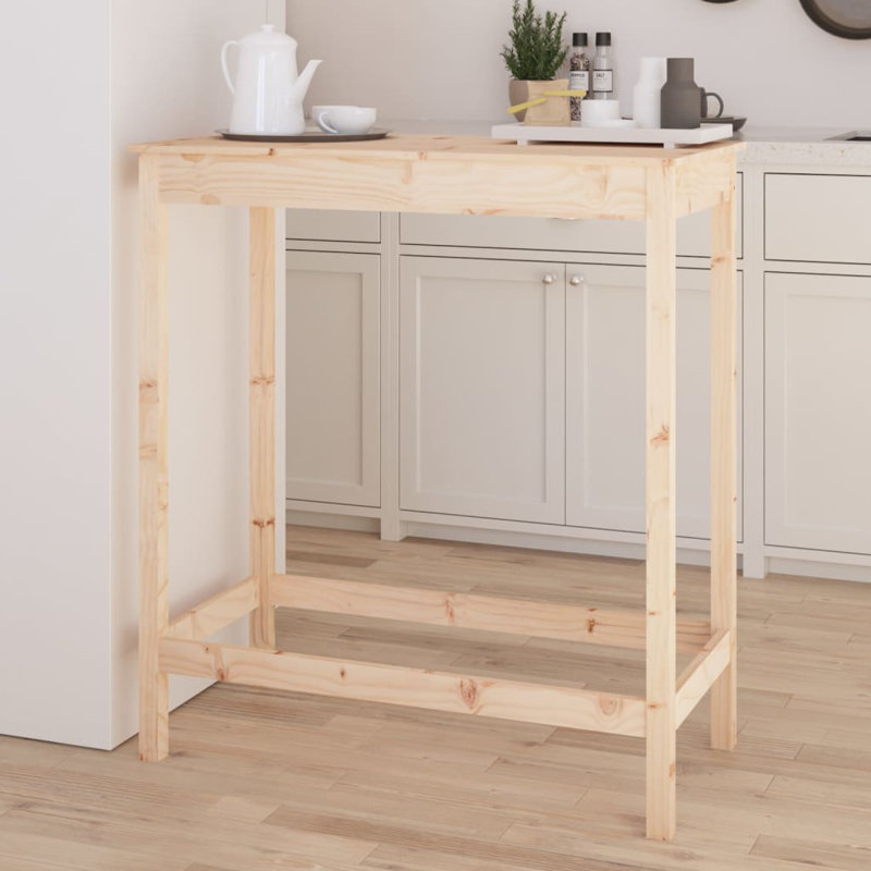Taren Pine Rectangular Wood Top Dining Table with Wood Base