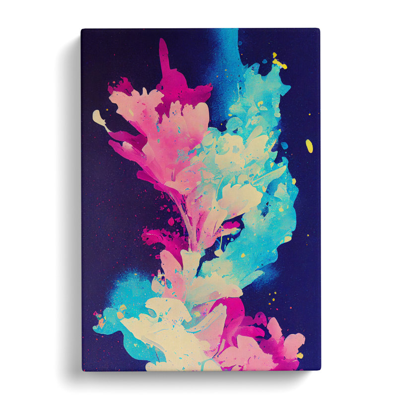 Bluebell Flower Splatter - Wrapped Canvas, 60cm H x 40cm W x 3cm D