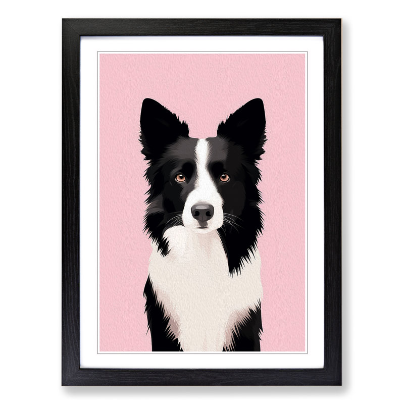 Border Collie Minimalism No.3 - Framed Print, Black Framed, 64cm H x 46cm W x 2cm D