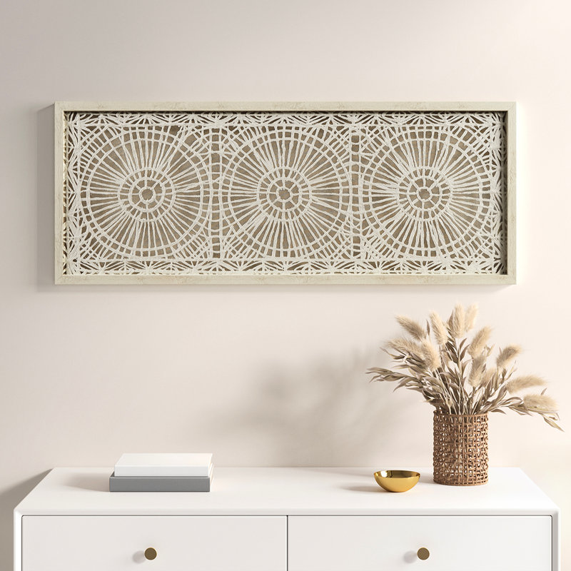 Art mural médaillon - papier de riz finition bois naturel 4 crochets