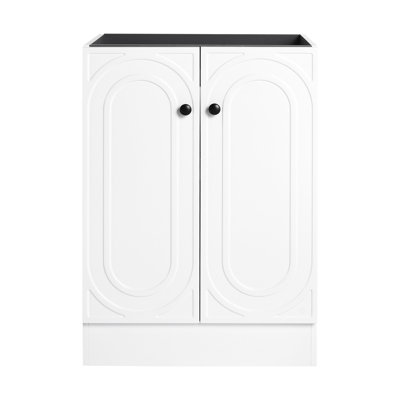 Meuble-lavabo 24 po - Contreplaqué blanc, portes à fermeture en douceur, portes de lavabo modernes