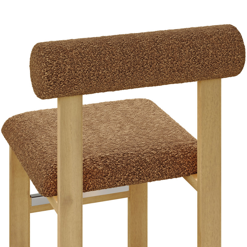 Tabouret de bar et de comptoir rembourré avec base en bois Brayden, Jaune, Orange