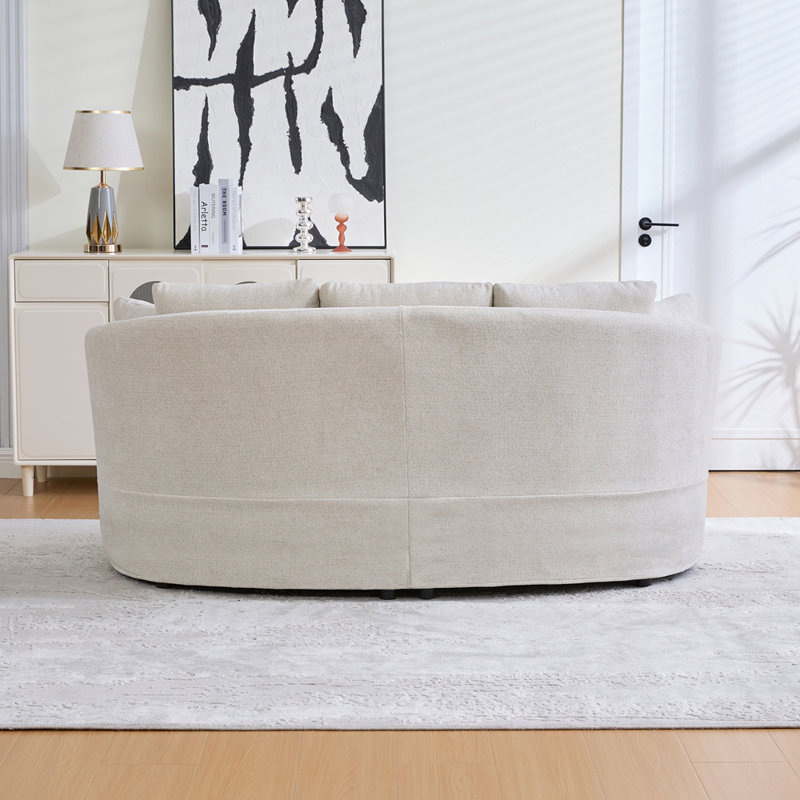 Canapé incurvé de 73,82 po de largeur, siège très profond en chenille moelleuse de luxe moderne, 4 coussins amovibles, convient aux petits espaces, aux salons et aux chambres