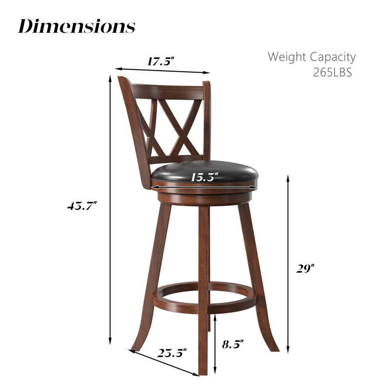Tabouret pivotant Havant, Tabouret de bar (siège d'une hauteur de 29 po), Brun