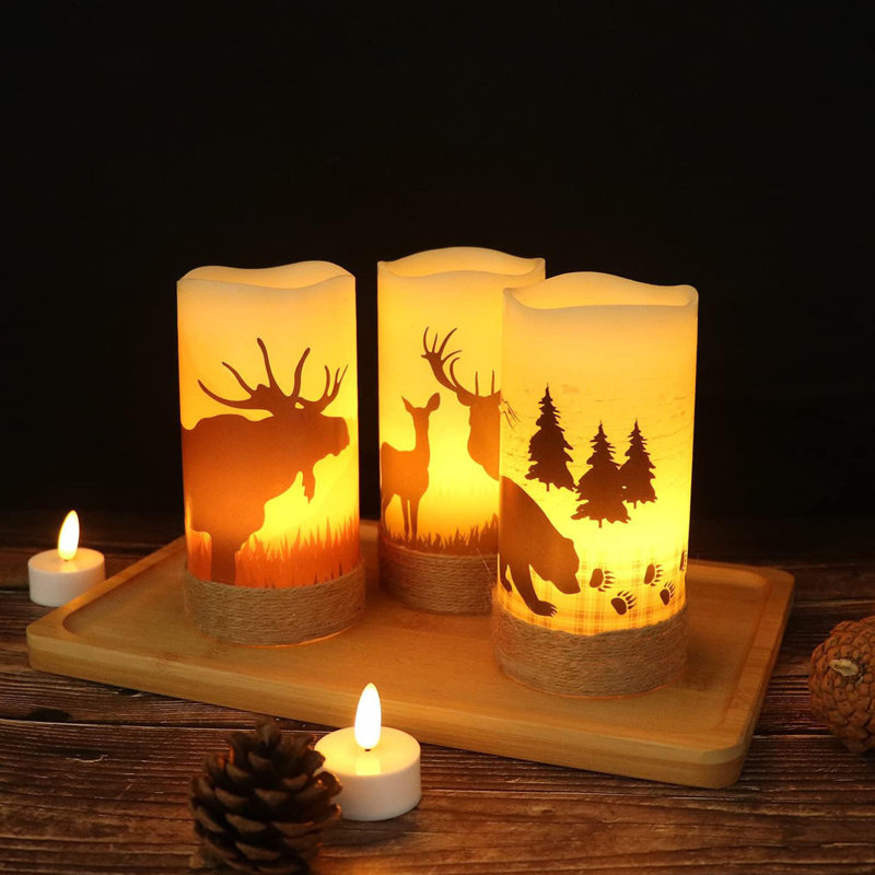 Flameless Flickering Led Candles with Hemp Rope and 6H Timer,(D3 x H6)