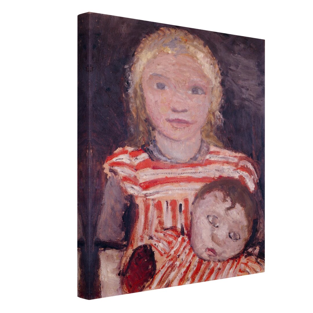 Leinwandbild Mädchen mit Puppe von Paula Modersohn-Becker