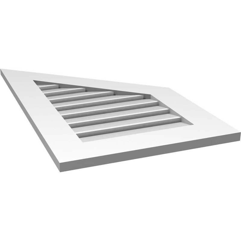 Half Peaked Right Surface Mount Signature Urethane Functional Gable Vent 11/12 Pitch, Primed Tan, 1" H x 34" L x 20" W