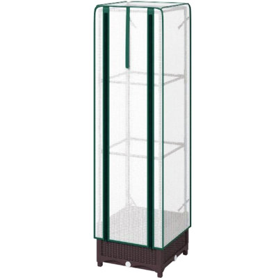 Bac à plantes portatif extérieur, lit de jardin avec treillis, avec couvercle, trous de drainage et porte à fermeture à glissière