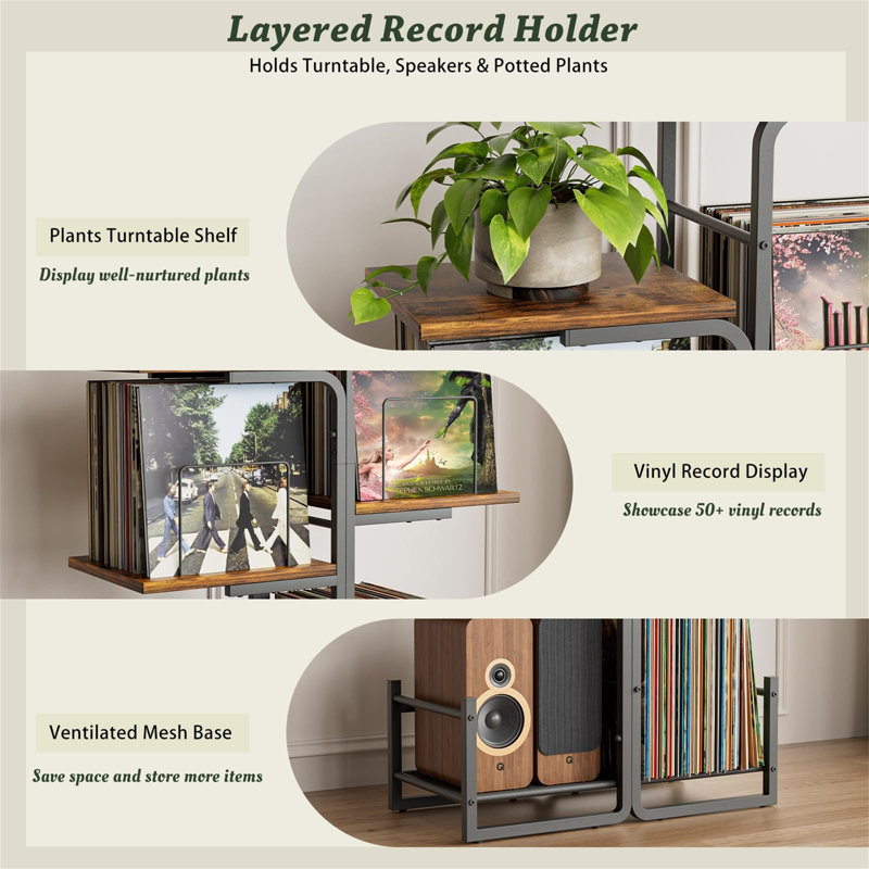102 cm H Media Shelves, Brown-Black
