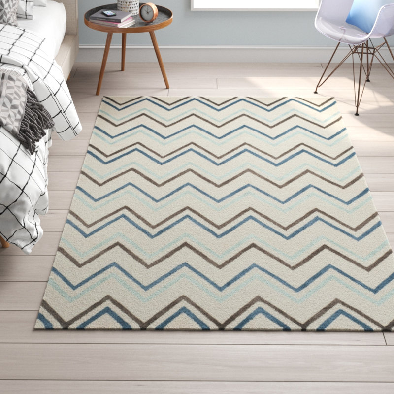 Laquaya Hand Tufted Wool Chevron Rug, Rectangle 6' x 9'