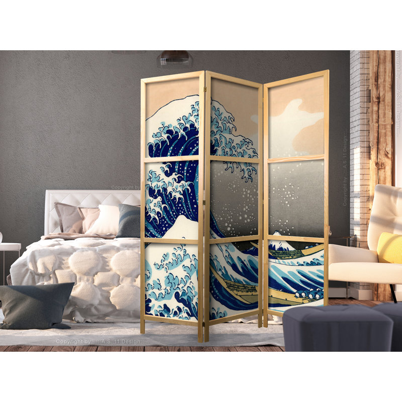 135cm W x 171cm H 3 - Panel Solid Wood Folding Room Divider