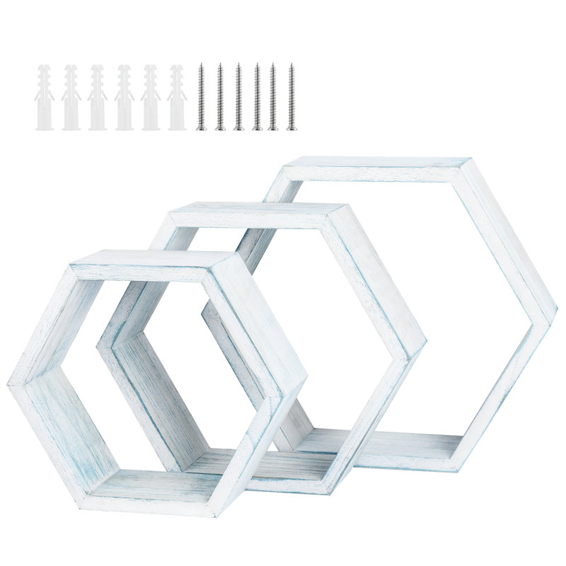 Karmya 3 Piece Hexagon Floating Shelf