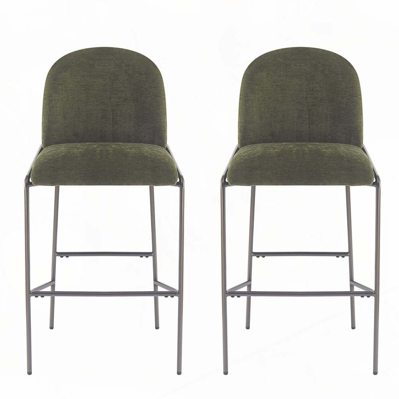 Tabouret de bar rembourré en métal, Vert