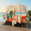 Lit de jour double pour l'extérieur avec rideaux d'intimité, lit de patio pour 2 personnes avec dossier réglable à 6 positions et structure en acier robuste pour la cour, la piscine et la terrasse-865748005