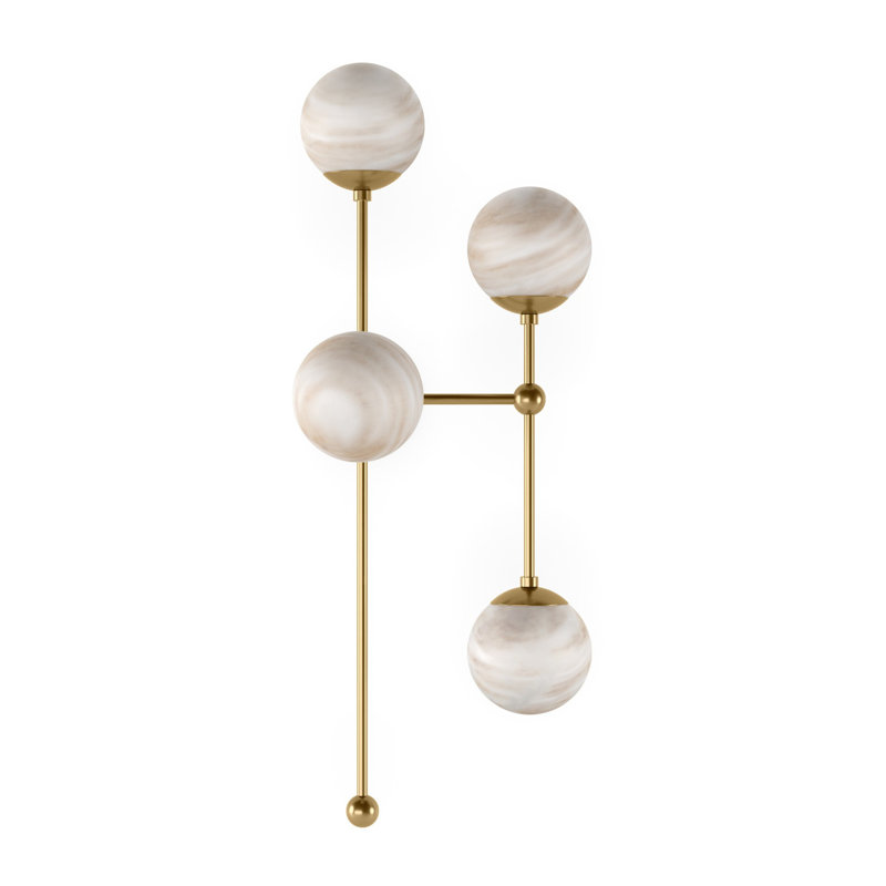 Armstrong 4 - Light Armed Sconce, Burnished Brass, Marbled Matte, Right