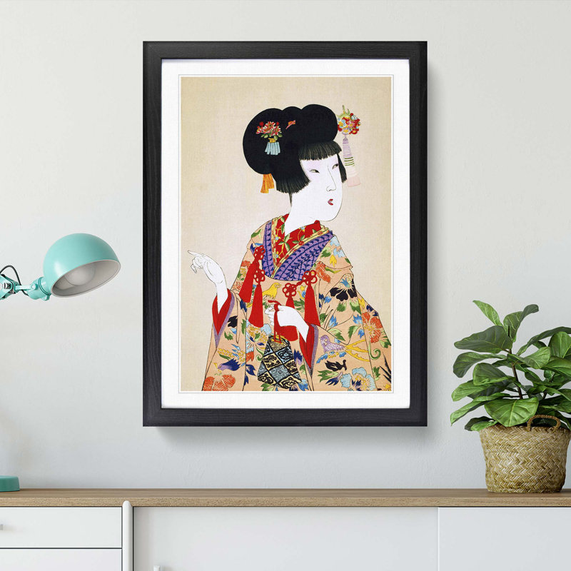 True Beauty by Toyohara Chikanobu - Picture Frame Painting Print, 48cm H x 36cm W x 2cm D, Black Framed