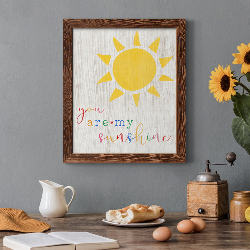 «You Are My Sunshine», art textuel sur toile, H 37,5 po x l 27,5 po x P 1,5 po, Érable