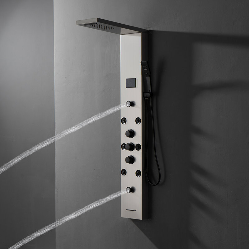 Black Nickel 5-Jet Rainfall Shower Panel System with Handheld Shower