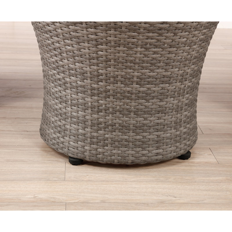 Gray All-Weather Wicker Outdoor Bistro Set with Cushions