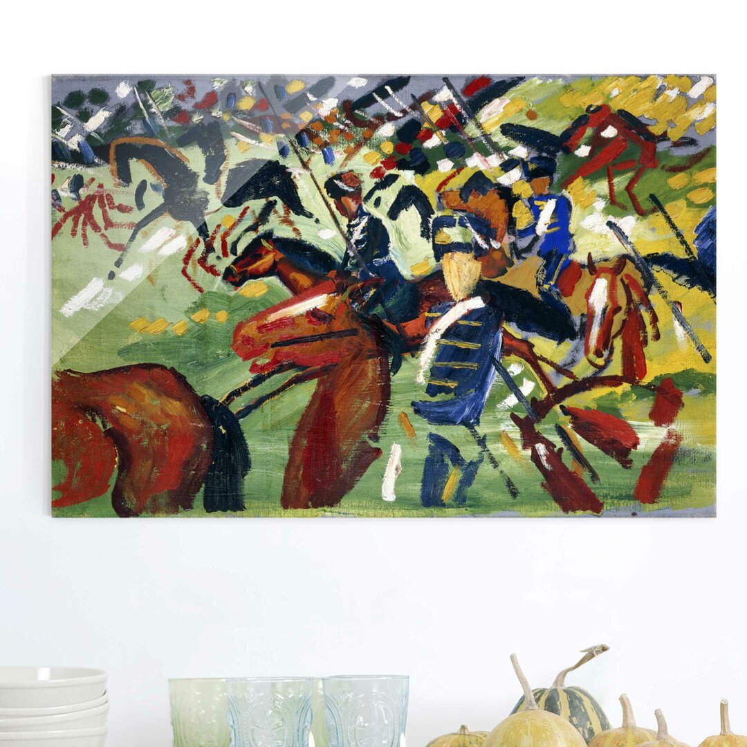 Glasbild Hussar in the Beginning von August Macke