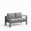 Ensemble de mobilier de patio moderne en métal 5 pièces toutes saisons, canapé de conversation 7 places avec coussins gris épais et structure grise et table basse