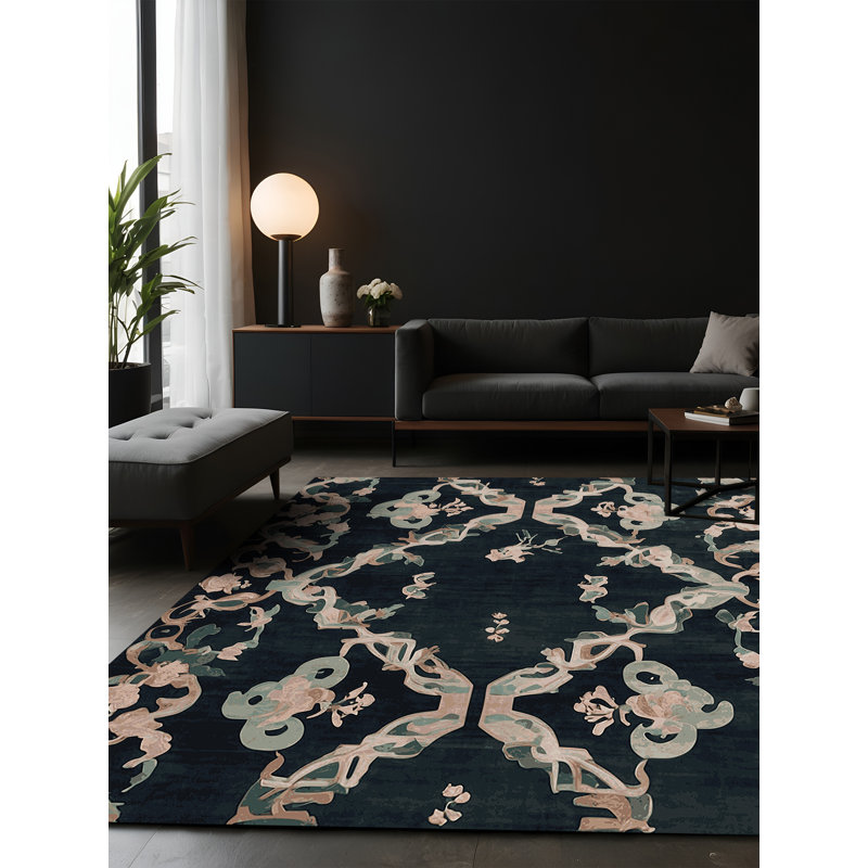 Tapis gris soyeux et moelleux, Carré 8 pi