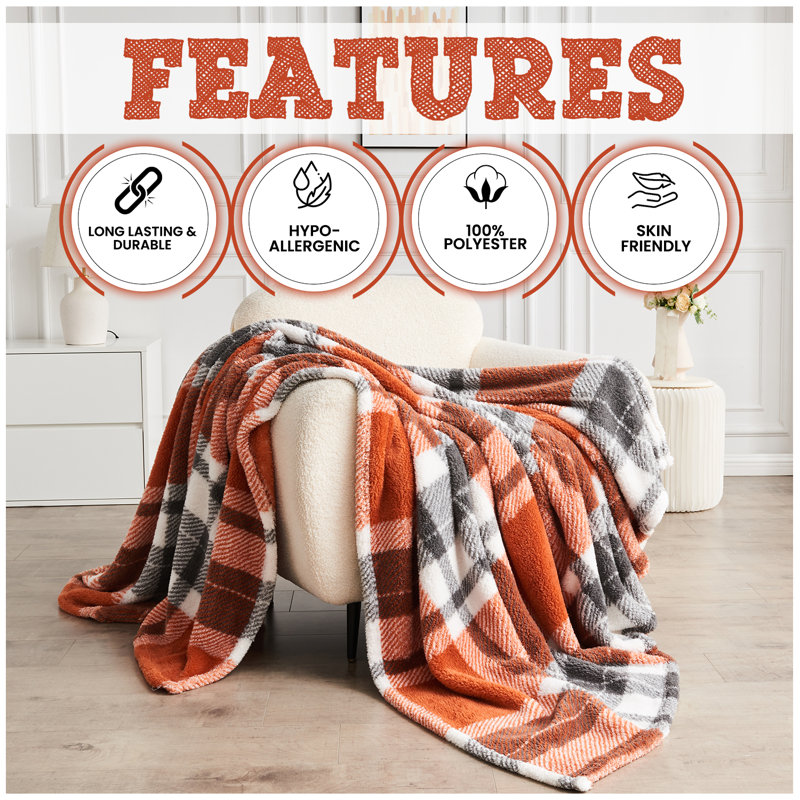 Standard Throw Blanket, W130 x L180cm, Rust