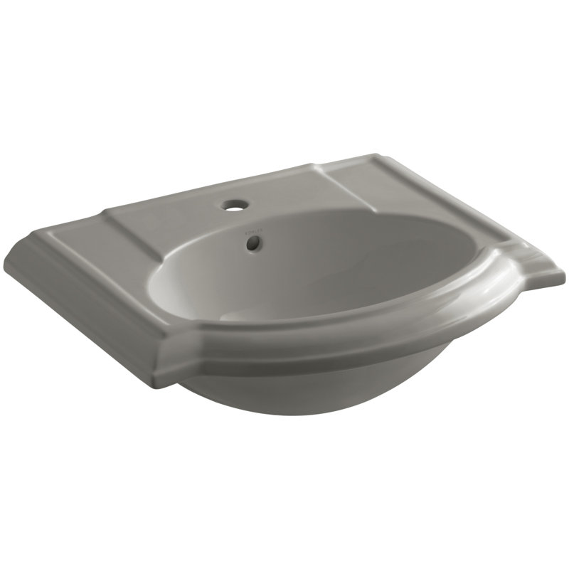 Devonshire® Ceramic 24" Pedestal Bathroom Sink with Overflow, Cashmere