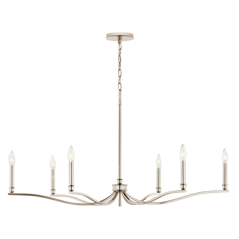 Lustre classique / traditionnel en acier à intensité variable , 6, Nickel poli, H 22,25 po x l 42 po x P 42 po