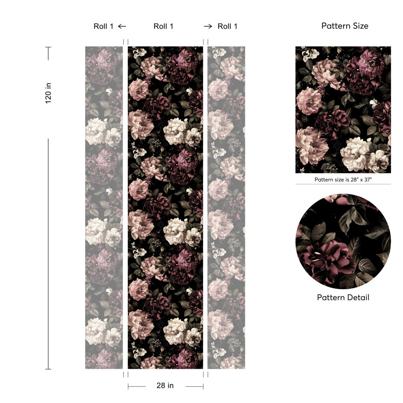 Rouleau de papier peint à motif floral rétro