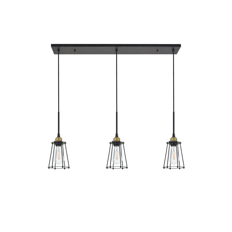 Shaner 3 - Light Kitchen Island Pendant, Brass