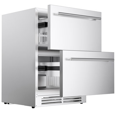 Coolake - 24″ 5.3 Cu.ft Undercounter Outdoor Drawer Refrigerator for Patio, Built-in or Freestanding - Stainless Steel — FIN-0018911 | Fridge.com