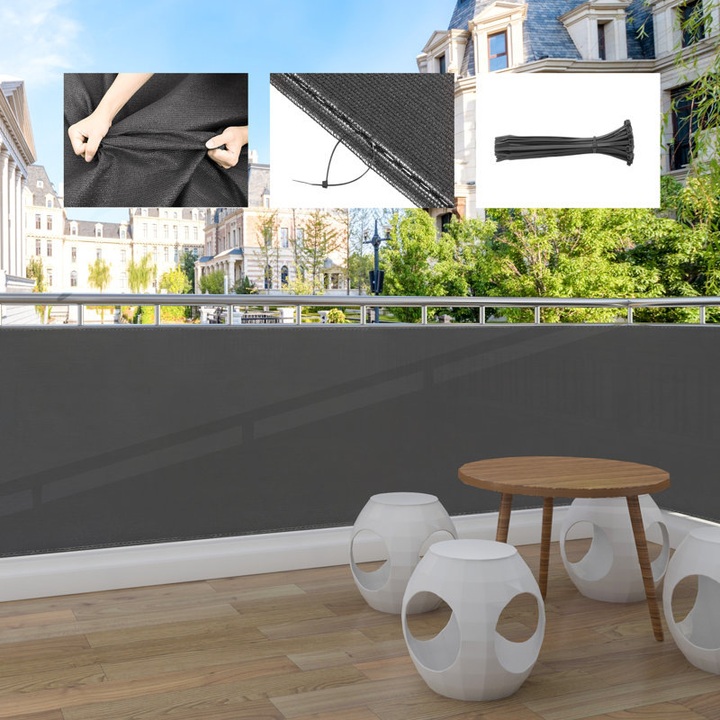 Hassane Anthracite Polyethene Yard/Privacy Fence, 150cm H x 2500cm W x 0.2cm D