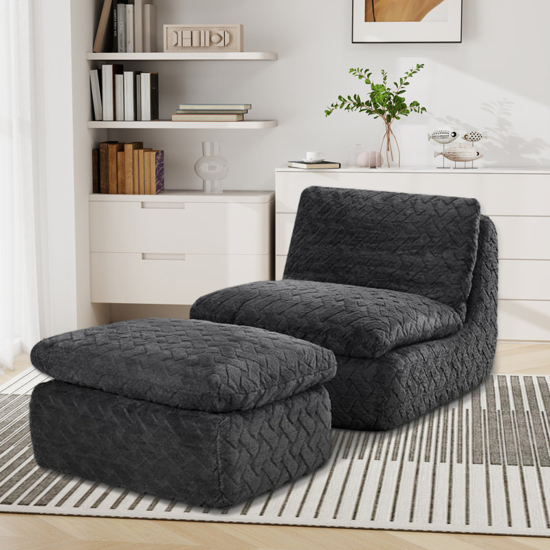 Fauteuil à compression double avec repose-pieds pivotant , Noir