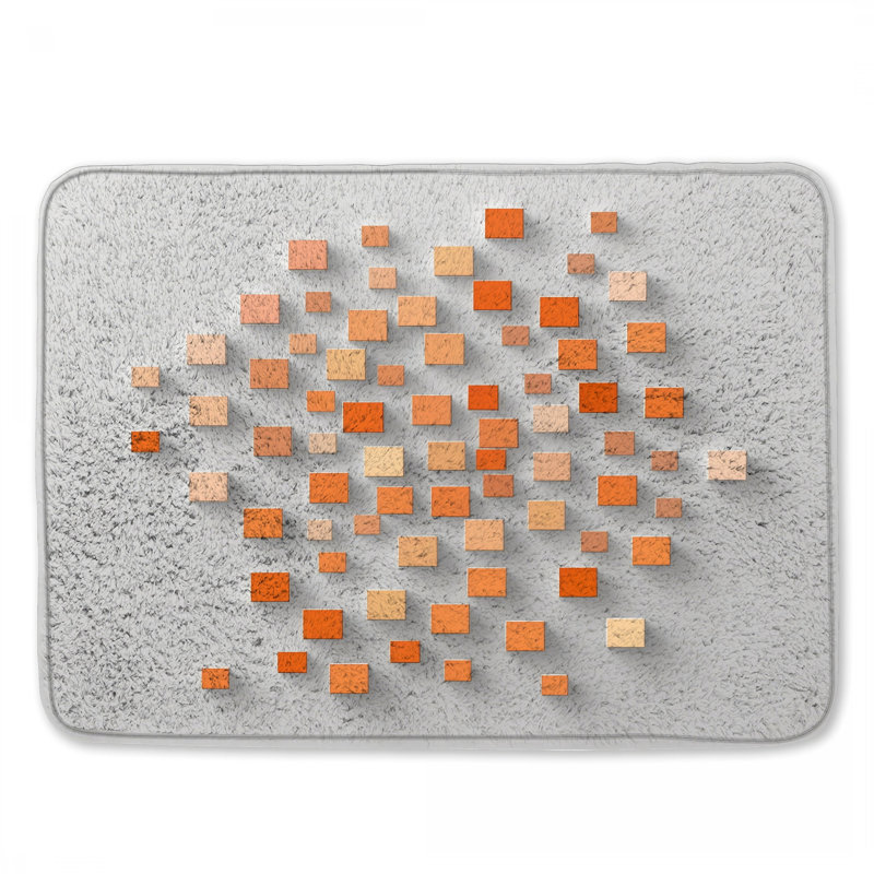 Tapis de bain orange orange et carrés, 34in W x 21in L