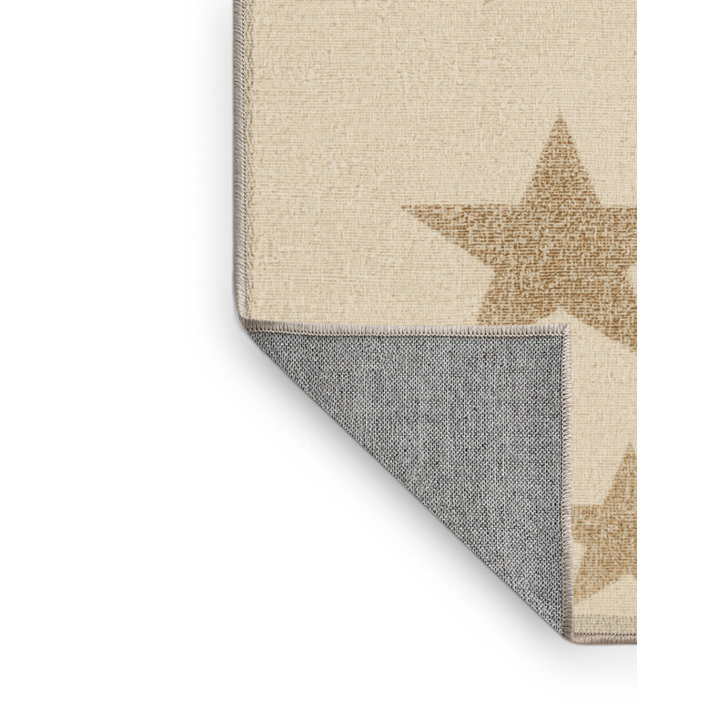 Machine Washable Hartsdale July 4Th Modern & Contemporary Abstract Rug in Beige – Beige Binding, 7x9