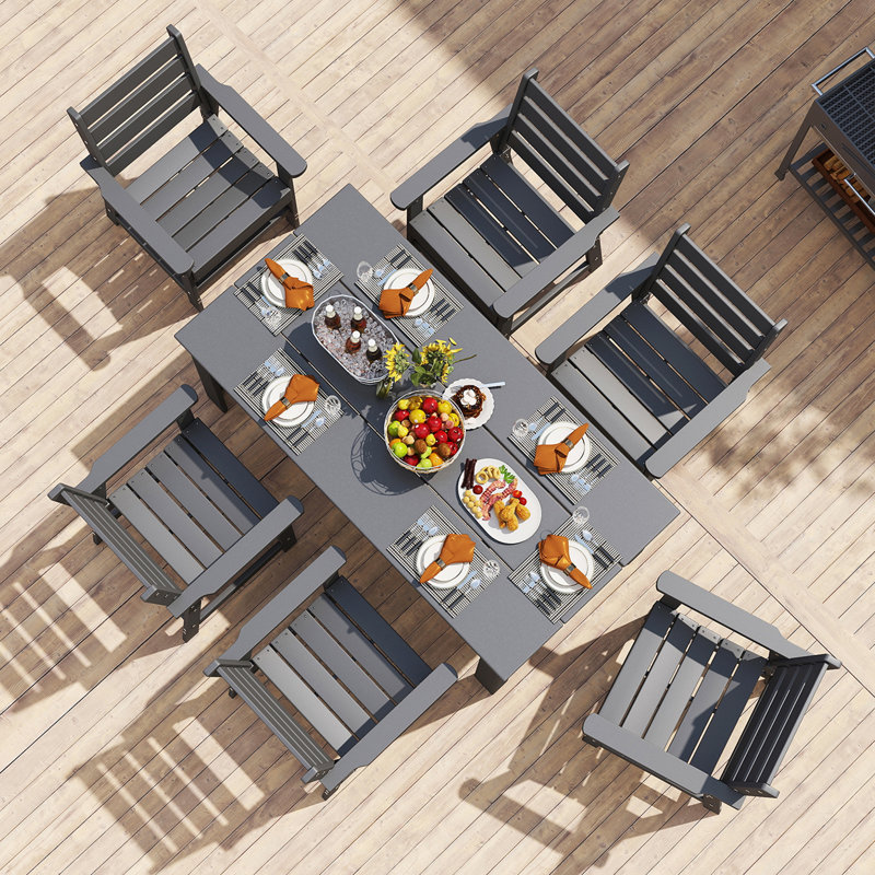 7-Piece Outdoor Dining Set All Weather, Gray